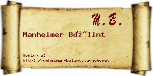 Manheimer Bálint névjegykártya